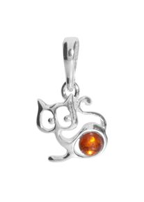 Kettenanh&auml;nger OSTSEE-SCHMUCK "OSTSEE-SCHMUCK Anh&auml;nger Katze Anh&auml;nger Katze", wei&szlig; (wei&szlig;, neutral), Schmuckanh&auml;nger, Damen, 20 x 11mm, Silber 925 (Sterlingsilber), 1 g, Kettenanh&auml;nger