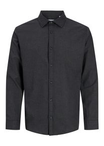 Jack & Jones Langarmhemd JACK & JONES "JJEFIELD MELANGE SHIRT LS SN", Herren, Gr. XL, N-Gr, schwarz, Web, Obermaterial: 100% Baumwolle, meliert, unifarben, regular fit normal, ohne Ausschnitt, &Auml;rmel mit &Auml;rmelschlitz 2-Knopf-Manschette, Hemden Langarmhemd, Baumwolle, normal geschnitten