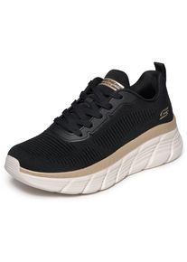 Sneaker Skechers "BOBS B FLEX HI-FLYING HI", Damen, Gr. 41, schwarz (schwarz, goldfarben), Textil, Schuhe Sneaker, Trainingsschuh, Schn&uuml;rschuh, Freizeitschuh in veganer Verarbeitung