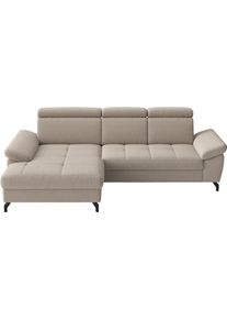 Sit & More Ecksofa SIT & MORE "Vanity, L-Form, B: 264 cm", beige (taupe), B:264cm H:84cm T:181cm, 95% Polyester 5% Polyamid, Sofas, Ecksofa, Inkl.Sitz-,Kopf-und Armteilverstellung