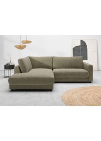 Ecksofa Home Affaire "Ecksofa Jiro, L-Form, gro&szlig;e Sitztiefe, Breite 252 cm", oliv, B:252cm H:85cm T:224cm, 100% Polyester, Sofas, Ecksofa, lose Sitz- & R&uuml;ckenkissen, weicher Polsteraufbau, komfortabel & modern