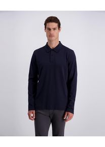 Langarm-Poloshirt Pierre Cardin, Herren, Gr. L, blau (salute), Jersey, Obermaterial: 100% Baumwolle, regular fit h&uuml;ftlang, ohne Ausschnitt, Shirts Langarm-Poloshirt, in 2-Knopf-Form