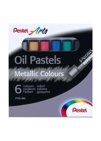 Pentel, Malstifte, PentelArts &Ouml;lpastellkreide PHN-F6, 6er Set, Metallicfarben deckend, f&uuml;r Papier, Karton, Leinen und H (6x)