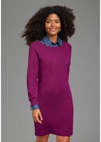 Strickkleid Kangaroos, Damen, Gr. 46, N-Gr, fuchsia, Strick, Obermaterial: 50% Baumwolle, 50% Polyacryl, figurbetont mini, Rundhals, Raglan&auml;rmel Rippb&uuml;ndchen, Kleider Strickkleid, auch in gro&szlig;en Gr&ouml;&szlig;en, mit figurbetonter Passform