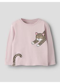 Langarmshirt name it "NMFLAUREN LS NREG TOP", M&auml;dchen, Gr. 122/128, violet ice, Jersey, Obermaterial: 100% Baumwolle, bedruckt, regular fit normal, Rundhals, Shirts Langarmshirt, Baumwolle, regular fit