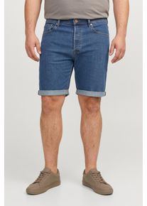 Jack & Jones PlusSize Shorts "JJIRICK JJORIGINAL SHORT", Herren, Gr. 44 (5XL), N-Gr, mid blau denim, Denim/Jeans, Obermaterial: 54% Baumwolle, 33% Polyester, 7% Lyocell, 4% Viskose, 2% Elasthan, JACK & JONES PLUSSIZE, leichte Abriebeffekte, regular fit ca. Mitte Knie, Hosen Shorts