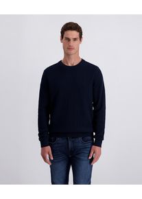 Rundhalspullover Pierre Cardin, Herren, Gr. M, blau (salute), Strick, Obermaterial: 75% Baumwolle, 25% Polyamid, regular fit h&uuml;ftlang, Rundhals, Pullover Rundhalspullover, mit Waffelstruktur- Muster