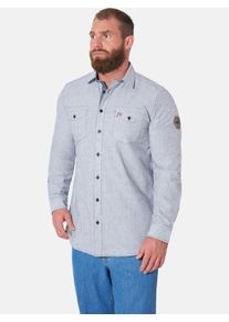 Langarmhemd Jan Vanderstorm "Hemd RUNEAS", Herren, Gr. 5XL, weit, wei&szlig; (blau melange), Obermaterial: 100% Baumwolle CO., Hemden Langarmhemd