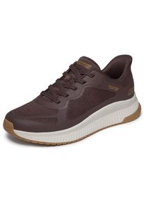 Slip-On Sneaker Skechers "BOBS SQUAD 4", Herren, Gr. 45, dunkelbraun, Synthetik, Textil, Schuhe Slip-On Sneaker, Trainingsschuh, Sneaker, Schn&uuml;rschuh zum einfachen Schlupfen