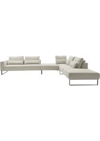 Ecksofa Musterring "JustB PM100 bequem, modern, elegant und viel Platz, bodenfrei", beige (nature), B:398cm H:88cm T:290cm, 85% Polyester, 15% Viskose, Sofas, Ecksofa, mit Zwischenhocker, wahlweise mit Funktion und Kissen, Ma&szlig;e 290 x 398