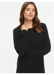 Strickkleid Vila "VIRIL L/S VOLUME SLEEVE KNIT DRESS-NOOS", Damen, Gr. XS, N-Gr, schwarz, Strick, Obermaterial: 50% Viskose, 28% Polyester, 22% Nylon, unifarben, normal kurz, Rundhals, Rippstrickb&uuml;ndchen, Kleider Strickkleid, Materialmix, normal geschnitten