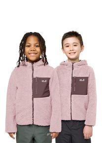 Fleecejacke Jack Wolfskin "ICE CURL HOOD JACKET K", Kinder, Gr. 140, rosa (dusty blush), Fleece, Obermaterial: 100% Polyester. Futter: 100% Polyester, normal, hoch geschlossener Ausschnitt, eingesetzt eingefasste Kante, Jacken Fleecejacke, mit Kapuze, aus Polyester-Fleece, in normaler Schnittform