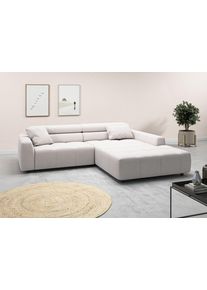 Ecksofa 3C CANDY "Denver auch mit Cord- und Easy care-Bezug, Kopfteilverstellung L-Form", wei&szlig;, B:258cm H:68cm T:217cm, 100% Polyester, Sofas, Ecksofa, wahlweise. mit motorischer Sitztiefenverstellung