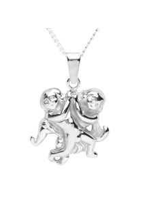 Kette mit Anh&auml;nger OSTSEE-SCHMUCK "OSTSEE-SCHMUCK Kette mit Anh&auml;nger Tierkreiszeichen Zwillinge" Gr. 45, silber (wei&szlig;, neutral), Halsketten, Damen, 45cm, Silber 925 (Sterlingsilber), L: 42, Kette mit Anh&auml;nger