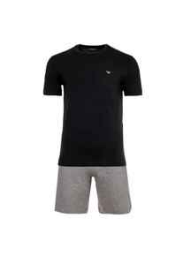 Schlafanzug Emporio Armani "Pyjama Endurance 1er Pack", Herren, Gr. S, schwarz (schwarz, grau), Obermaterial: 95% Baumwolle CO. 5% Elasthan EL., Homewear-Sets Schlafanzug