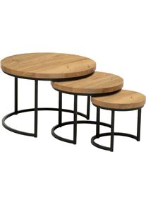Couchtisch OMG DESIGN "Hugo", beige (natur, schwarz, natur), B:75cm H:50cm T:75cm, Tische, Couchtisch, im 3er Set, variabel stellbar