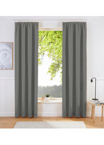 Vorhang OTTO HOME "SOLA" Gr. 5, grau, B:130cm H:265cm, Polyester, Polyester, Gardinen, Vorhang, Breite:130 cm, 1 Schal, einfarbig, Verdunkelung