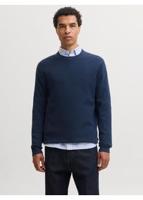 Jack & Jones Rundhalspullover JACK & JONES "JPRBLURILEY KNIT CREW NECK LS SN", Herren, Gr. L, blau (insignia blau detail:twist), Strick, Obermaterial: 100% Baumwolle, meliert, regular fit normal, Rundhals, B&uuml;ndchen, Pullover Rundhalspullover, Baumwolle, regular fit