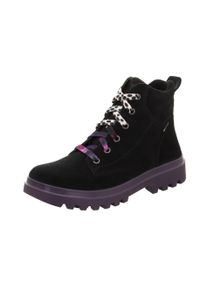 Schn&uuml;rstiefelette Superfit "ABBY NOVA, WMS: mittel", M&auml;dchen, Gr. 33, wei&szlig; (schwarz), Textil, Veloursleder, Schuhe Schn&uuml;rstiefelette, Schn&uuml;rboots mit Rei&szlig;verschluss, Gr&ouml;&szlig;enschablone zum Download