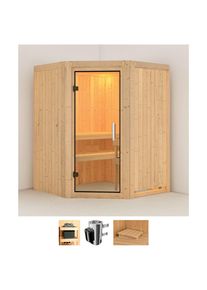 Sauna Karibu "Nanna", beige (naturbelassen), Saunaofen, integrierte Steuerung, 3,6 kW, Saunen, Sauna, Ofen 3,6 kW intgr. Strg