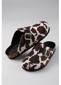 Clog ANISTON SHOES, Damen, Gr. 40, braun, wei&szlig;, Textil, Schuhe Clog, Hausschuh, Schlupfschuh mit verstellbarer Schnalle - NEUE KOLLEKTION