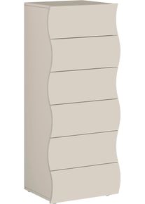 Kommode Home Affaire "Onda", kaschmir, B:42cm H:121,5cm T:40cm, Holzwerkstoff, Sideboards, Kommode, Onda, 50 cm breit, Kaschmir matt, 6 Schubladen, Made in Italy