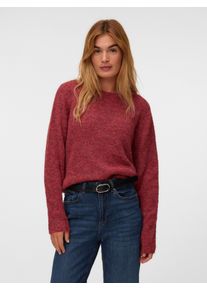 V&eacute;ro Moda Strickpullover VERO MODA "VMNOVAH LS O-NECK PULLOVER GA NOOS", Damen, Gr. M, rot (windsor wine detail:melange), Strick, Obermaterial: 70% Polyester, 21% Nylon, 8% Wolle, 1% Elasthan, meliert, regular fit taillenbedeckt, Rundhals, Pullover Strickpullover, Materialmix, regular fit