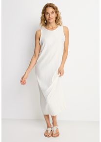 Plisseekleid Lascana "in Midil&auml;nge mit gerader Passform", Damen, Gr. 44, N-Gr, creme, Jersey, Obermaterial: 88% Polyester, 12% Elasthan, unifarben, figurumspielend ca. Mitte Wade, Rundhals, Kleider Plisseekleid, Partykleid in Midil&auml;nge, elegantes Midikleid mit Plisseefalten
