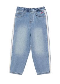 Schlupfjeans s.Oliver JUNIOR, M&auml;dchen, Gr. 116, N-Gr, blau, Denim/Jeans, Obermaterial: 85% Baumwolle, 14% Polyester, 1% Elasthan, relaxed fit lang, Jeans Schlupfjeans, Dezente Stickerei und Spitzen-Tape als Details