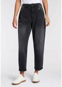 5-Pocket-Jeans Herrlicher "Brooke Denim Black", Damen, Gr. 33, N-Gr, schwarzout, Denim/Jeans, Obermaterial: 99% Baumwolle, 1% Elasthan, unifarben, loose fit kn&ouml;chelfrei, Jeans 5-Pocket-Jeans, im Loose Fit, Abn&auml;her am Bund
