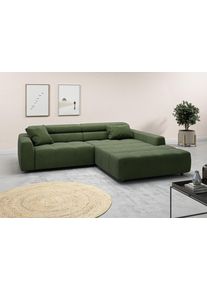 Ecksofa 3C CANDY "Denver auch mit Cord- und Easy care-Bezug, Kopfteilverstellung L-Form", gr&uuml;n (oliv), B:258cm H:68cm T:217cm, 95% Polyester, 5% Nylon, Sofas, Ecksofa, wahlweise. mit motorischer Sitztiefenverstellung