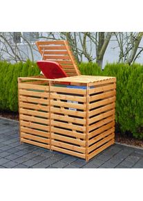M&uuml;lltonnenbox Promadino "Vario V", braun, B:148cm H:122cm T:92cm, Holzwerkstoff, Aufbewahrungsboxen, M&uuml;lltonnenbox, f&uuml;r 2 x 240 l, braun