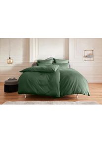Bettw&auml;sche OTTO HOME "Mila ab Gr. 135x200 cm aus 100% Baumwolle", dunkelgr&uuml;n, B/L: 155cm x 220cm, 1 Stk., 1 Stk., Satin (TC 500), B/L: 80cm x 80cm, 2, Satin (TC 500), Obermaterial: 100% Baumwolle, Bettw&auml;sche, Bettw&auml;sche, zeitlos elegante Uni Bettw&auml;sche in verschiedenen Premium Qualit&auml;ten