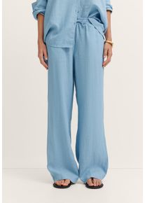Leinenhose Bugatti, Damen, Gr. 36, Normalgr&ouml;&szlig;en, 340, blaugrau, 100% Leinen, unifarben, normal, Hosen Leinenhose, Modern Fit mit entspannter Bundl&ouml;sung