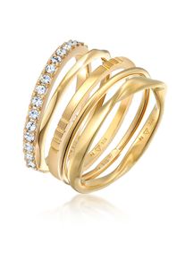 Ring-Set Elli "Ring Stapelringe Bandringe 5er Set 925 Silber, mit Kristallen von Swarovski" Gr. 58, gold, Fingerringe, Damen, 58, Silber 925 (Sterlingsilber), Ring-Set