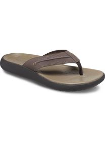 Zehentrenner Crocs "Yukon Vista II Flip", Herren, Gr. 43, braun (espresso), Lederimitat, Schuhe Zehentrenner, Sandale, Sommerschuh mit Ziernaht