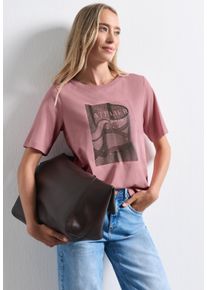 Kurzarmshirt Street One, Damen, Gr. 34, rosa (vintage blush), Jersey, Obermaterial: 50% Baumwolle, 50% Modal, bedruckt, normal h&uuml;ftbedeckend, Rundhals, abgesteppte Kante, Shirts Kurzarmshirt, mit modischem Fotoprint