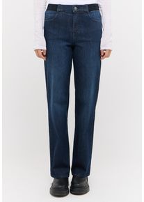 5-Pocket-Jeans ANGELS "L. SPORTY", Damen, Gr. 40, L&auml;nge 30, schwarz indigo used, Denim/Jeans, Obermaterial: 92% Baumwolle, 6% Polyester, 2% Elasthan, weit, Jeans 5-Pocket-Jeans, weite Passform, mit G&uuml;rtelschlaufen, 1-Knopf-Form