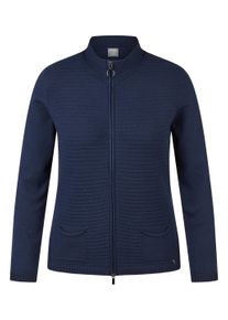 Strickjacke Rabe, Damen, Gr. 48, pazifik, Strick, Obermaterial: 50% Baumwolle, 50% Polyacryl, unifarben, normal h&uuml;ftbedeckend, Rundhals, Strickjacken Strickjacke, mit Stehkragen und Rei&szlig;verschluss