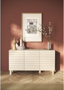 Sideboard OTTO HOME "Adria, 152 cm breit, 3 T&uuml;ren, Anrichte, Kommode, Stauraumschrank", beige (talco spatolato, fronten talco in 3d, design), B:152cm H:81cm T:42cm, Holzwerkstoff, MDF, Sideboards, Sideboard, Korpus Talco Spatolato, MDF-Fronten in 3D-Design, viel Stauraum