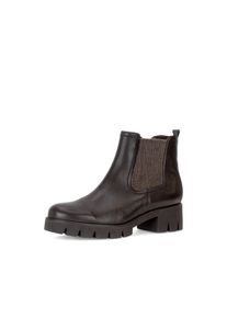 Chelseaboots Gabor, Damen, Gr. 38,5, dunkelbraun, Elastischer Einsatz, Kalbsleder, unifarben, Schuhe Chelseaboots, Blockabsatz, Herbstboots mit Stretcheinsatz an der Au&szlig;enseite