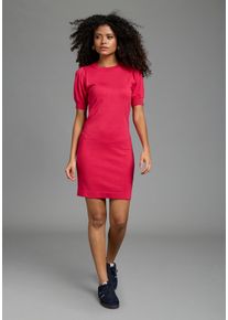 Strickkleid Laura Scott "aus leichtem Sommerstrick", Damen, Gr. 36, N-Gr, Halbarm, Strick, pink (beere, melage), Strick, Obermaterial: 70% Viskose, 30% Polyamid, unifarben, figurumspielend mini, Rundhals, Kleider Strickkleid, mit femininen Volumen&auml;rmeln, Kurzarm