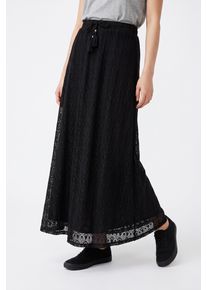 Maxirock Only "ONLDANA TASSEL LONG SKIRT JRS", Damen, Gr. XS (34), schwarz, Jersey, Obermaterial: 80% Polyester, 20% Baumwolle, unifarben, lang, R&ouml;cke Maxirock, Materialmix