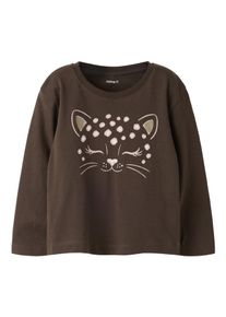 Langarmshirt name it "NMFLAUREN LS NREG TOP", M&auml;dchen, Gr. 116, chocolate braun, Jersey, Obermaterial: 100% Baumwolle, bedruckt, regular fit normal, Rundhals, Shirts Langarmshirt, Baumwolle, regular fit