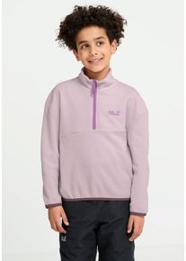 Fleecepullover Jack Wolfskin "TAUNUS 100 REBEL HZ K", Kinder, Gr. 128, rosa (paw dusty bl), Fleece, Obermaterial: 100% Polyester, Sweatshirts Fleecepullover, mit w&auml;rmendem Fleece, wasserabweisend, windabweisend, atmungsaktiv