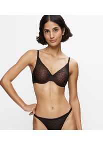 Halbschalen-BH Triumph "Signature Sheer", Damen, Gr. 80, Cup E, schwarz, T&uuml;ll, Obermaterial: 44% Polyester, 29% Polyamid, 27% Elasthan, unifarben, BHs Halbschalen-BH, Monogramm-T&uuml;ll, gepolsterte Cups, Spitzen-Details, weich, T&uuml;ll