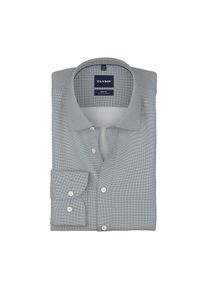 Langarmhemd OLYMP "Level Five 24/Seven", Herren, Gr. 42, N-Gr, grau (marine), Jersey, Obermaterial: 92% Baumwolle, 8% Elasthan, gemustert, h&uuml;ftbedeckend, 2-Knopf-Manschette verstellbar, Hemden Langarmhemd, Businesshemd, Kent-Kragen