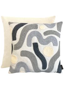 Dekokissen Apelt "Malva", grau, natur, bestickt, B:45cm H:10cm L:45cm, Polyester, Dekokissen_Sitzkissen_Kissenh&uuml;llen, Dekokissen, inclusive Soft-Kissenf&uuml;llung 100% PES