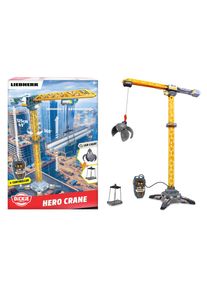 RC-Kran DICKIE TOYS "Liebherr Hero Kran", gelb (grau, gelb), Fernlenkfahrzeuge, KinderH:125cm, Kunststoff, RC-Kran, mit Licht, H:125cm