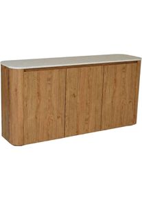 Sideboard Jahnke "TRESOR SB 150", braun (montana eiche, marmor wei&szlig;), B:150cm H:74,1cm T:39cm, Holzwerkstoff, Sideboards, Sideboard, Sideboard, Marmor Look, grifflose Optik, 3 T&uuml;ren, Breite:150 cm